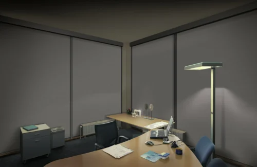 Moderne Bürojalousien zur Abdunkelung eines Büros